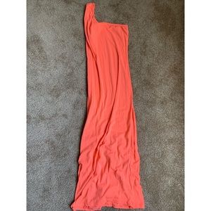 One-shoulder neon maxi